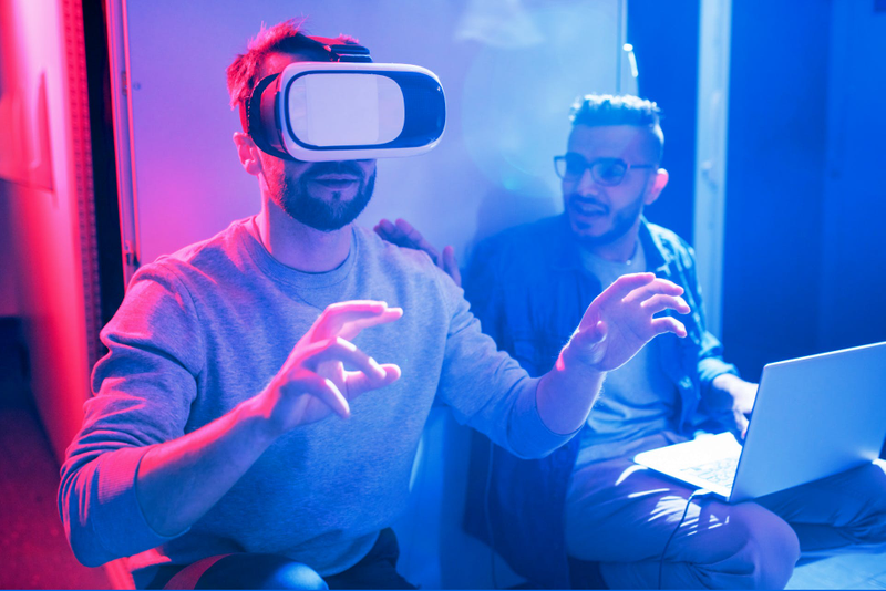 People playing with a VR headset