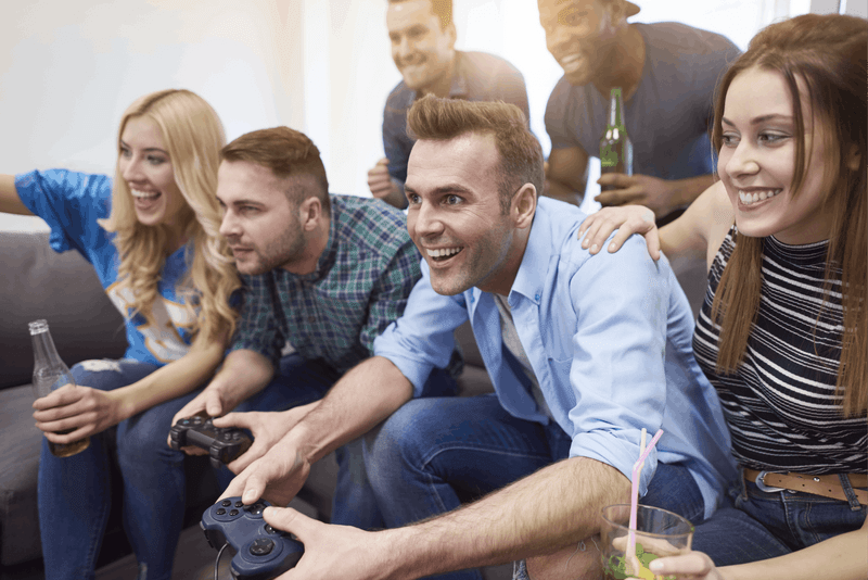 Group of people playing video games