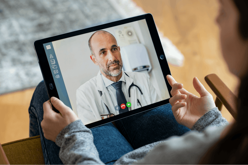 Doctor on a tablet screen
